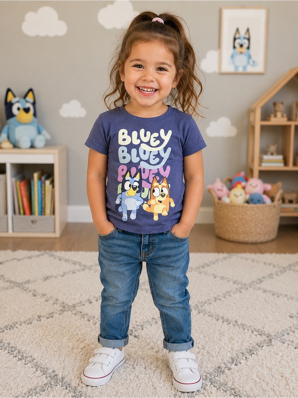 Bluey Graphic Short Sleeve Tee for Kids - Navy